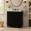Meuble-lavabo de 76 cm avec lavabo en céramique, meuble de salle de bain autoportant avec 2 portes cannelées et 1 tiroir, étagère de rangement à double porte, séparateur de tiroir amovible, meuble-lavabo moderne-632137320