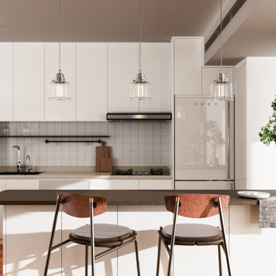 Luminaire suspendu 1 lumière moderne à intensité variable avec abat-jour en verre transparent Juliann