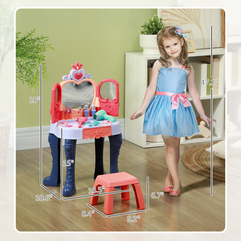 Ensemble de coiffeuse en plastique multicolore pour enfants