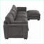 Canapé modulaire moderne en L de 130 po à 5 places avec table pliante, ports USB, rangement et amp; Repose-pieds | Chenille | Gris anthracite-1443696126
