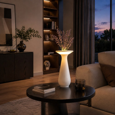 Flower-Vase Table Lamp with a Rechargeable Cordless Design