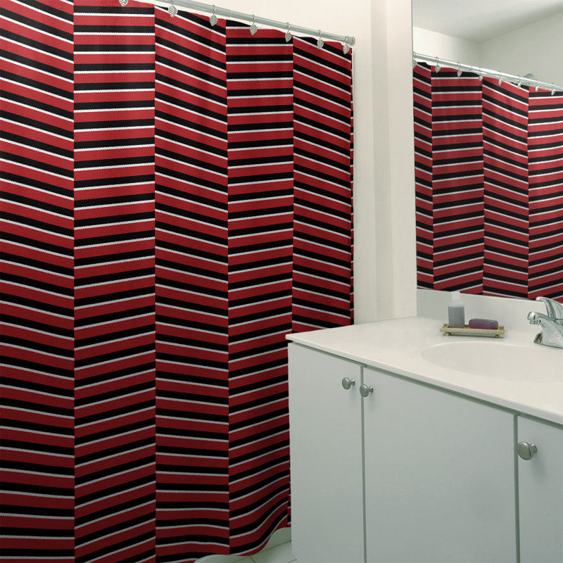 Rideau de douche à rayures doubles colores, Rouge