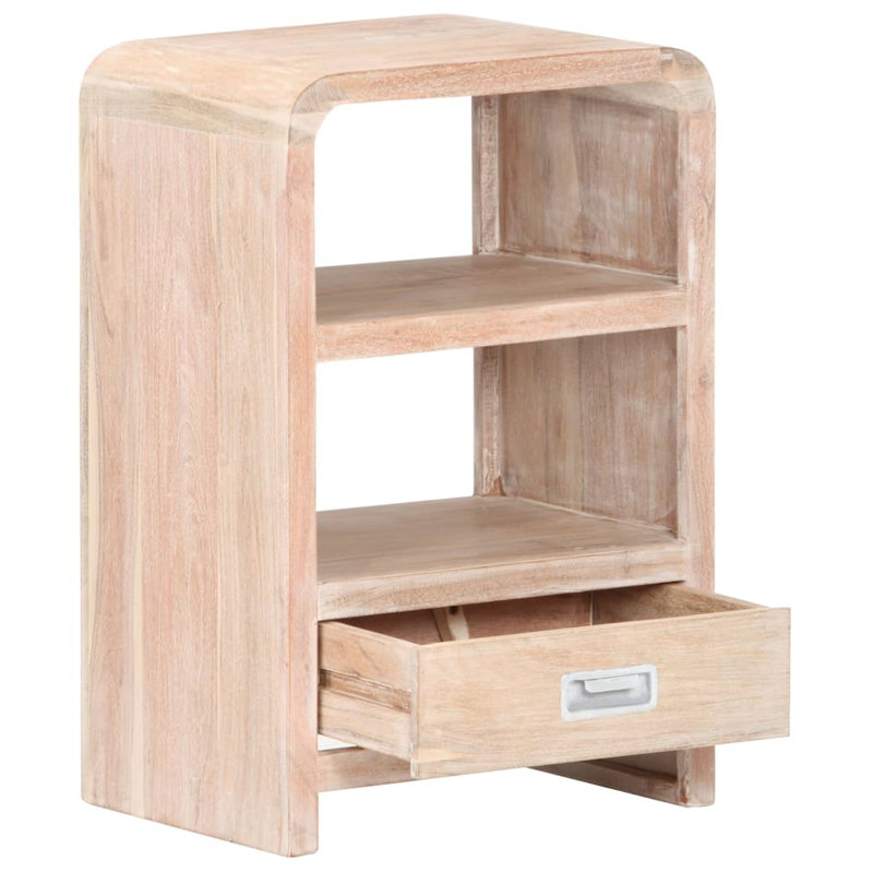 Torney 40cm W Solid Wood Bedside Table, Beige