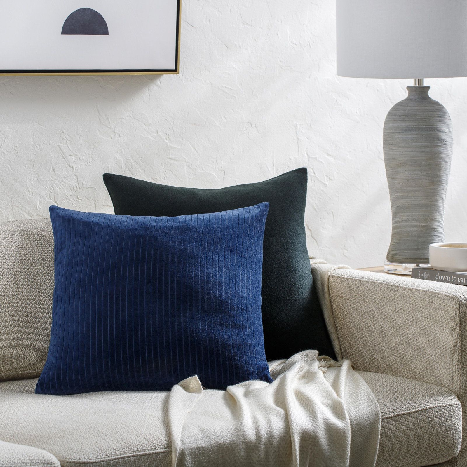 Cotton Throw Pillow, 20" x 20", Polyester/Polyfill, Navy
