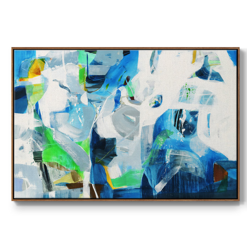 " Down The Rapids ", 25" H x 37" W x 2" D, Walnut Floater Framed Canvas