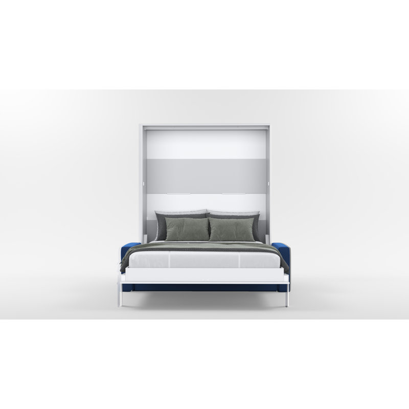 Neidelin Upholstered Bed, White/Navy