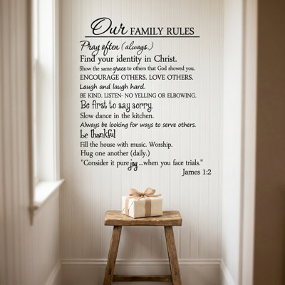 Décalcomanie murale "notre family rules"