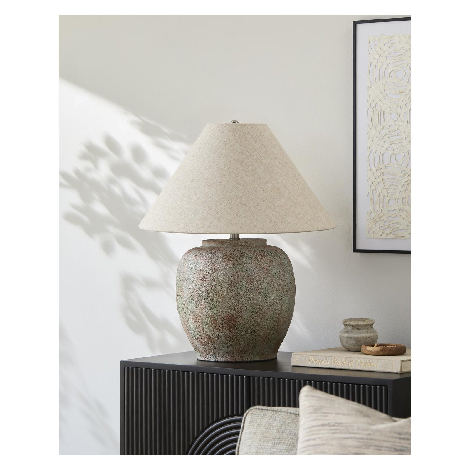 Concrete Table Lamp, Wheat, Cream/Red/Green