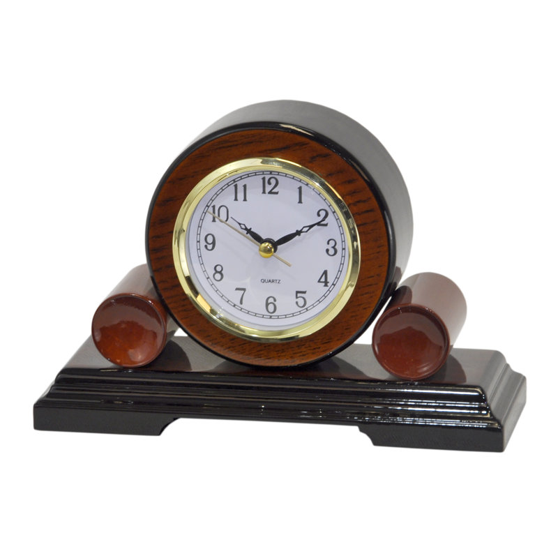Manufactured Wood Quartz movement / Crystal Tabletop Clock in Black Brown