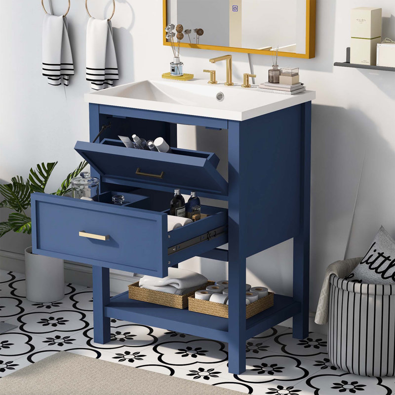 Ensemble de meuble-lavabo simple 24 po Zakar, Bleu