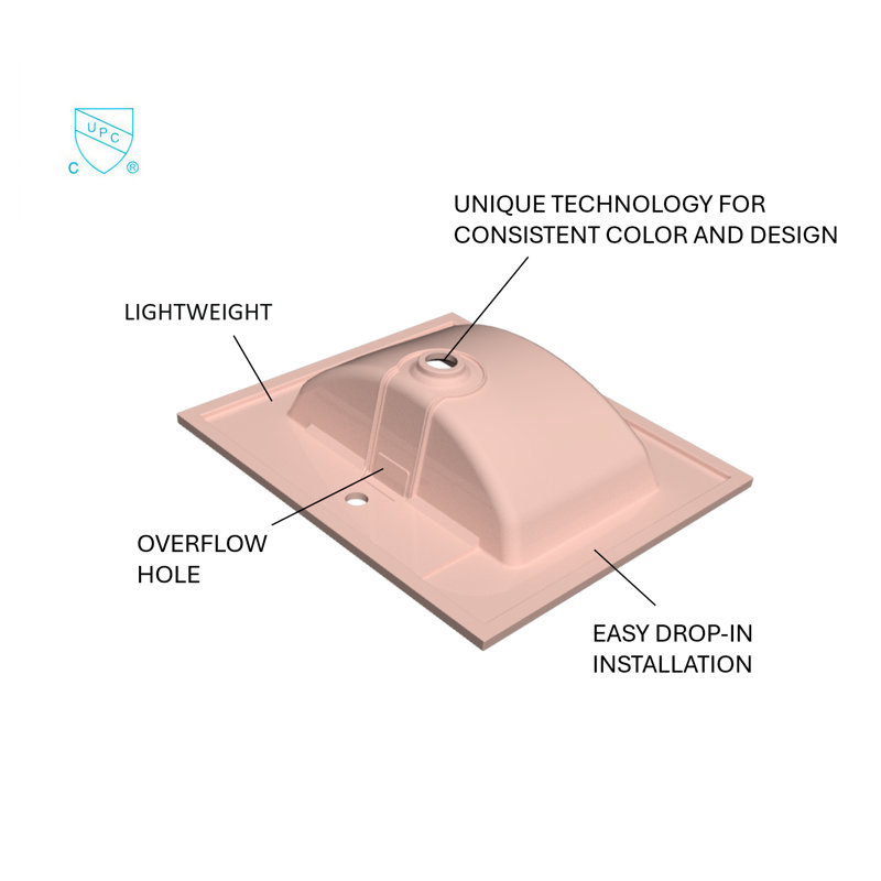Plateau de meuble-lavabo en résine de polyuréthane à surface solide avec évier durable, couleur orange uniforme, facile à nettoyer, trop-plein encastré, fixation pour robinet à un trou, l 31 po x P 22 po
