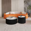 Table basse moderne en cuir clair avec plateau en marbre