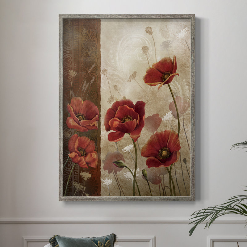 Wild Poppies I, reproduction encadrée - bois massif, H 30 po x l 24 po