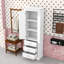 Armoire de salle de bain haute en bois avec tablette réglable, tiroirs de rangement et conception anti-basculement-1991385528