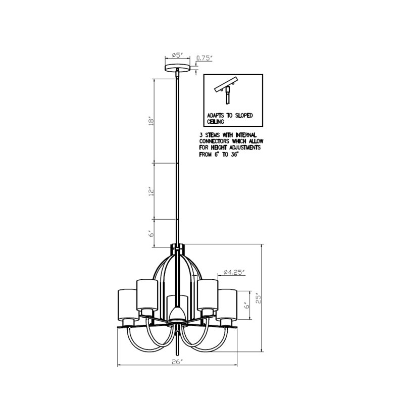 Henefer 5 - Light Dimmable Tiered Chandelier