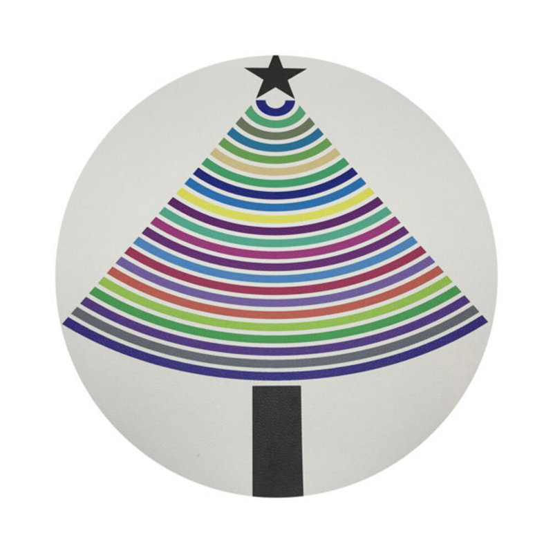 Christmas Tree Brights Vegan Leather Round Coasters