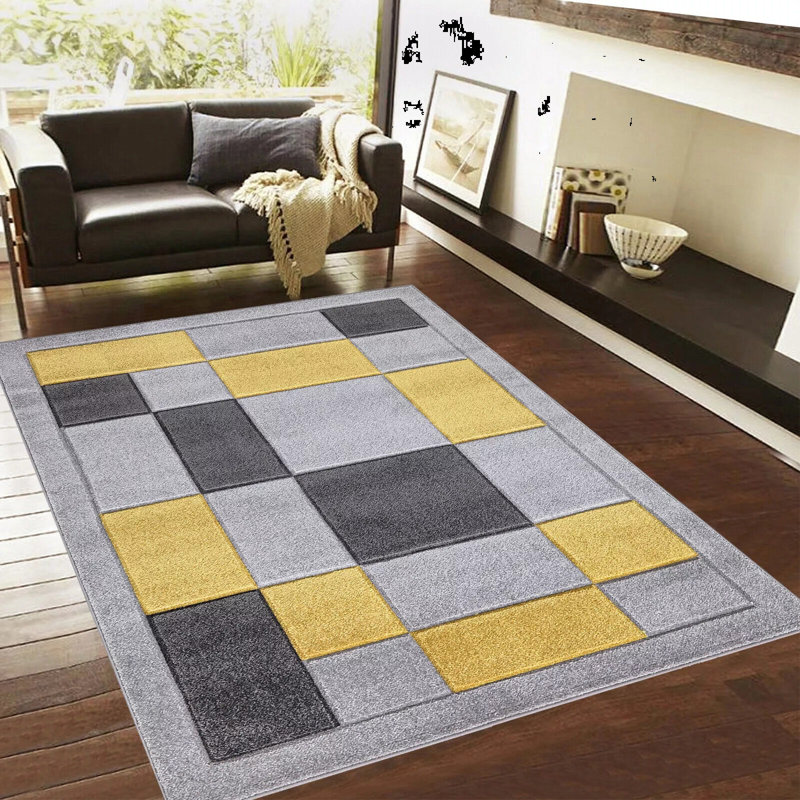 Area Rug, Rectangle 160 cm x 230 cm, Grey/Yellow