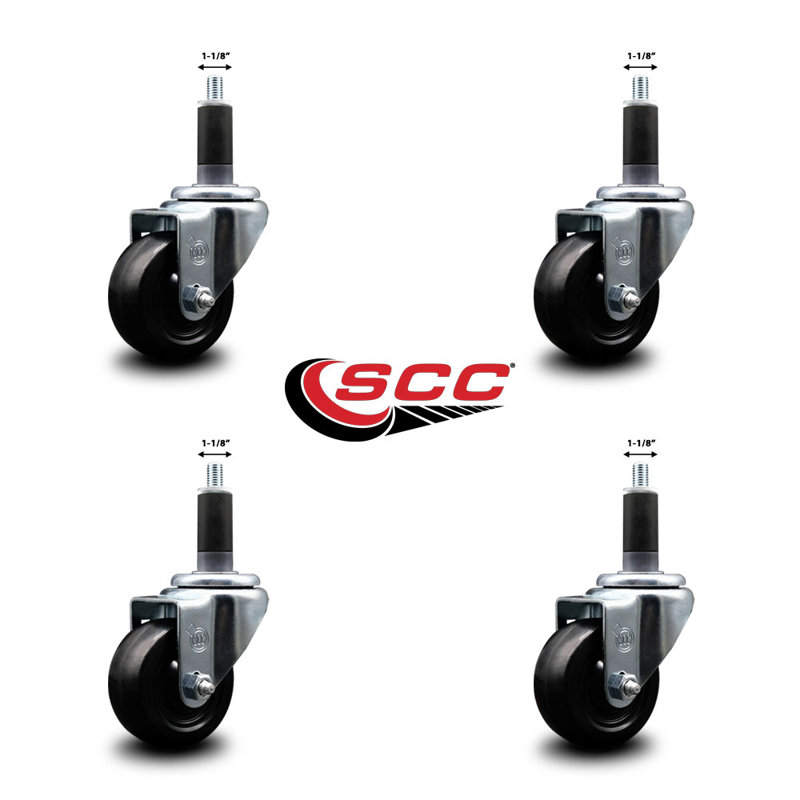 Ensemble de roulettes extensibles à roulettes en caoutchouc souple SCC NB 3 po x 1-1 / 8 po