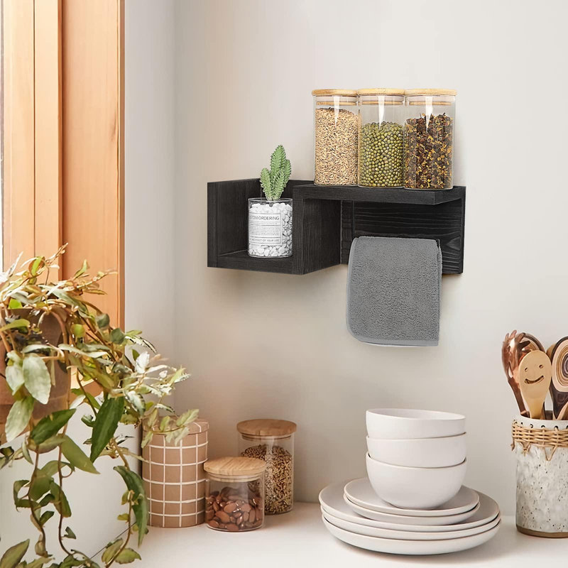 Porte-papier hygiénique mural rustique avec tablette, support de rangement polyvalent pour rouleaux de papier hygiénique et décoration