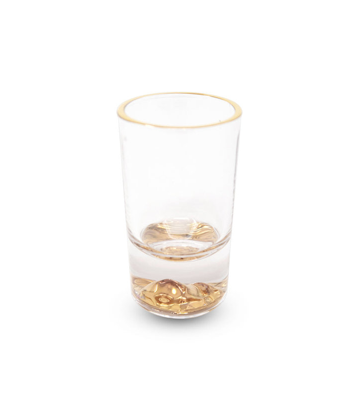 6 verres à liqueur avec rebord et base dorés