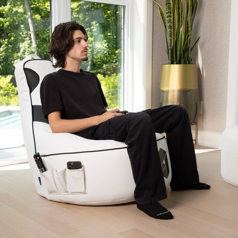  Fauteuil à billes en simili cuir, Similicuir blanc