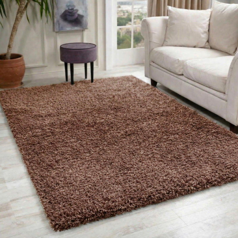 Esterly Shaggy Brown Rug, Rectangle 120 x 170cm