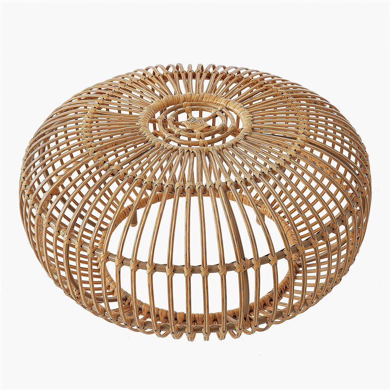 Table basse de table d'appoint en faux rotin bohémien pour utilisation intérieure et extérieure, table d'appoint ronde fabriquée à la main pour le salon, le patio, le jardin, brun clair