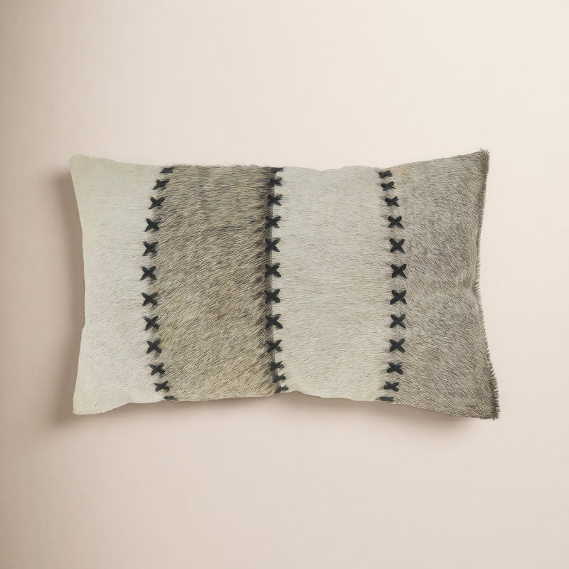 Ilara Patchwork Leather/Suede Throw Pillow, Polyester/Polyfill