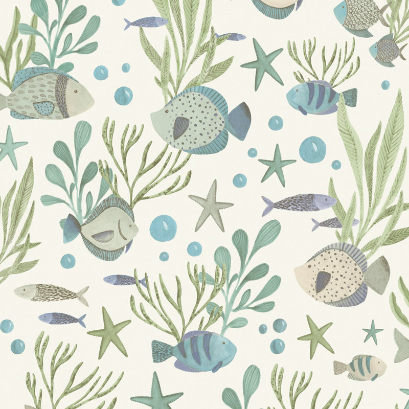 Little Dreamers Collection Underwater Fish Wallpaper Roll, Green