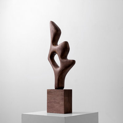 Brown Free Form Solid Wood Decorative Object