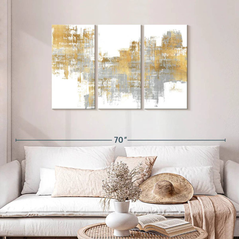 Avery Dynamic Gold On Grey I, 28" H x 45" W