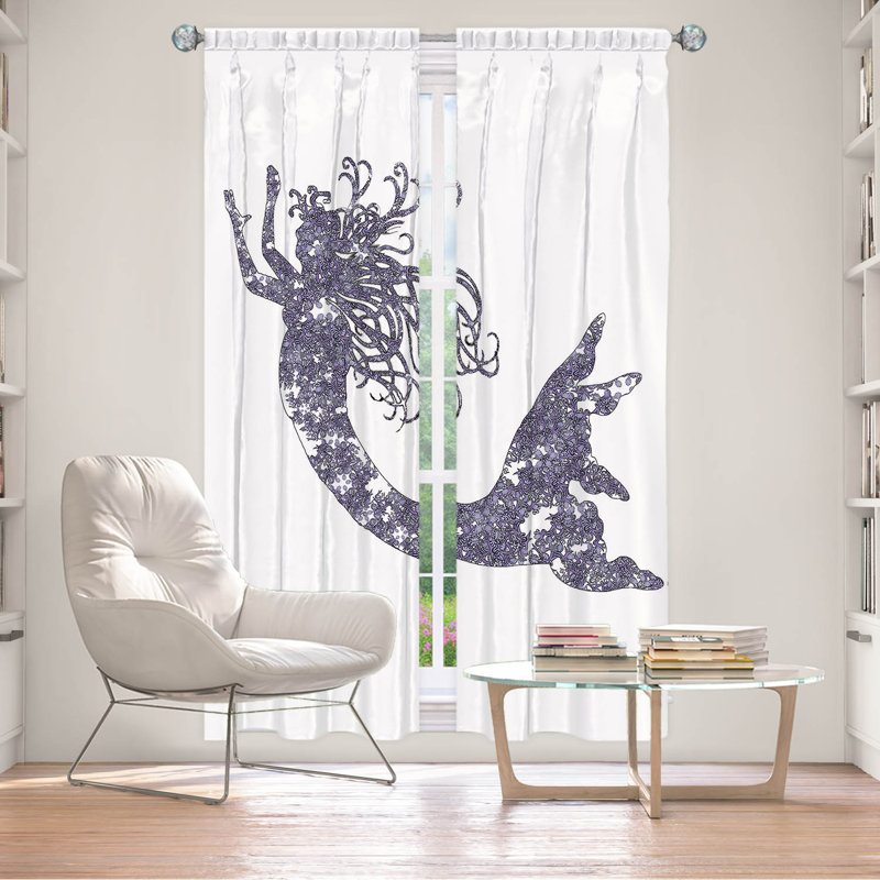Paire de rideaux obscurcissant en polyester Rossy, L 20 po x L 61 po, Pervenche / blanc