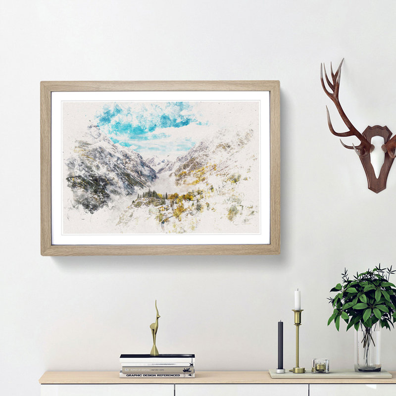 Mountain View in France - Framed Print, Oak Framed, 45cm H x 63cm W x 2cm D
