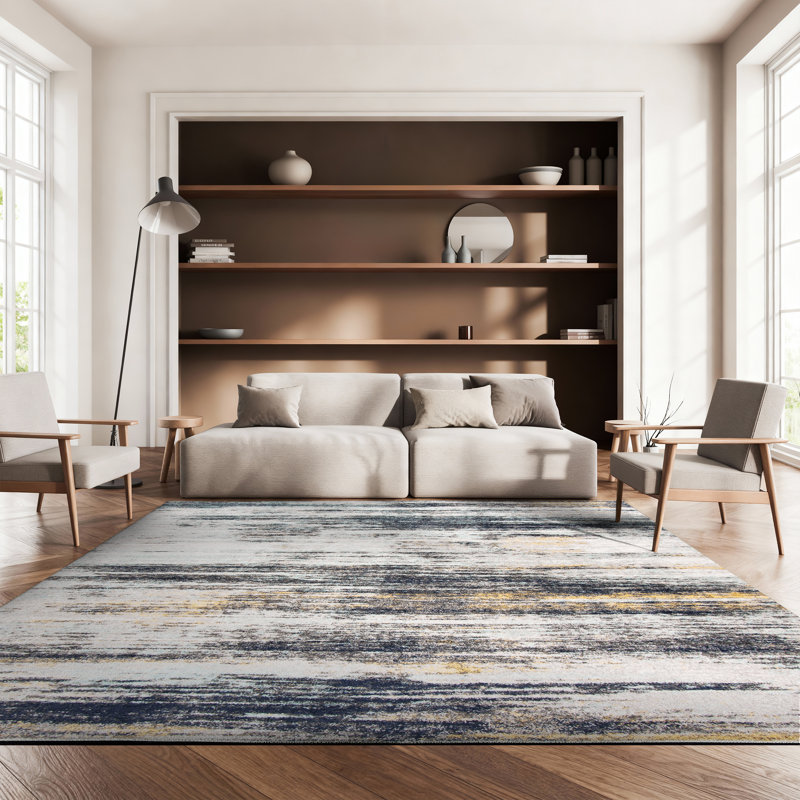 Riebe Light Gray/Black Area Rug, Rectangle 8' x 10'
