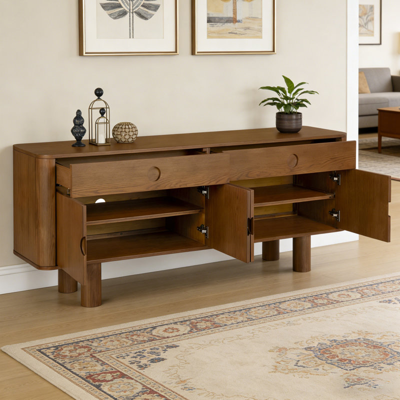 Multi-functional minimalist wooden sideboard