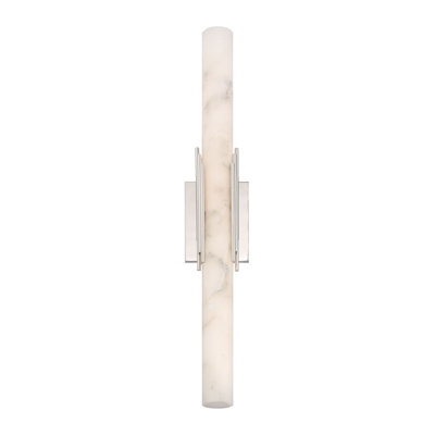 Wall Sconce, 28", Polished Nickel, Alabaster