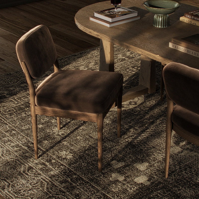 ESTHER Upholstered Dining Chair, Warm Oak, Surrey Mink