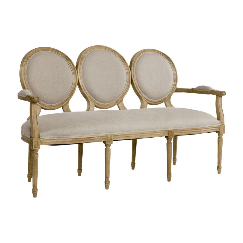 Asta Upholstered 61.5'' Settee, Oatmeal Linen