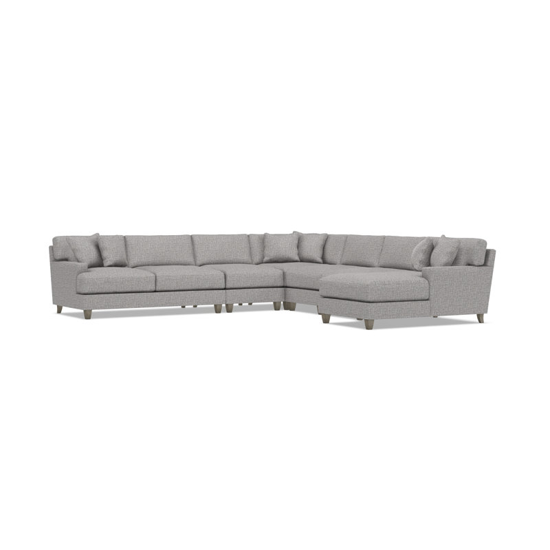 Bernhardt Mila 6-Piece Fabric Sectional, Right Hand Facing, Gray Polyester, 33.5" H x 137" W x 137" D