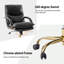 Chaise de bureau pivotante en cuir véritable avec fonction d'inclinaison Delmer-114538511