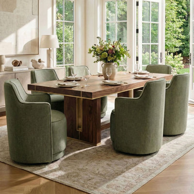 Fauteuil de salle à manger pivotant 19 po rembourré en tissu entièrement assemblé