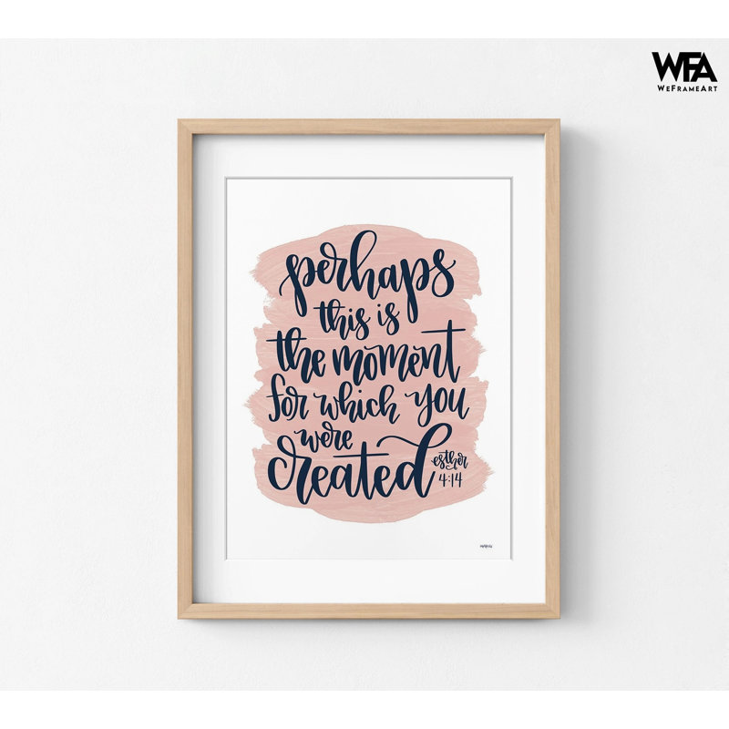 «You Were créé», grande affiche encadrée Esther 4: 14, décor de motif rose, idée de cadeau pour une nouvelle petite entreprise, impression de cadeau de pasteur