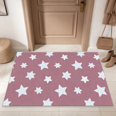 Tapis rose à motif d'étoile rose pour le salon, doux et confortable, convient à toutes les saisons, facile à entretenir, tapis de sol intérieur lavable à la machine, sous la table de ferme convenant à la chambre à coucher, à la salle à manger, au bureau, au balcon, au patio