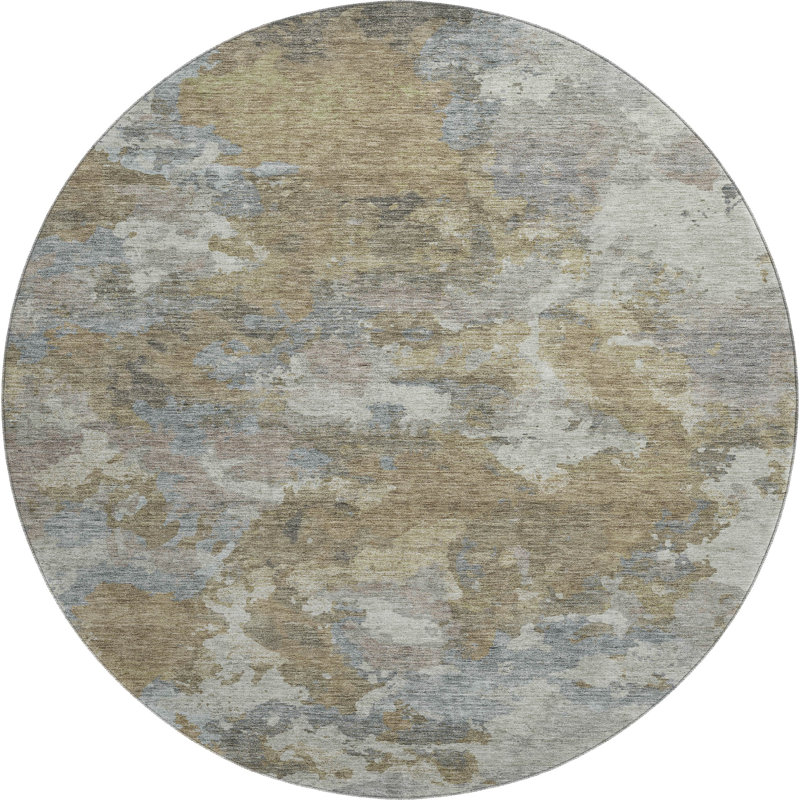 Premium Machine Washable Pinkston Abstract Rug, Round 8'