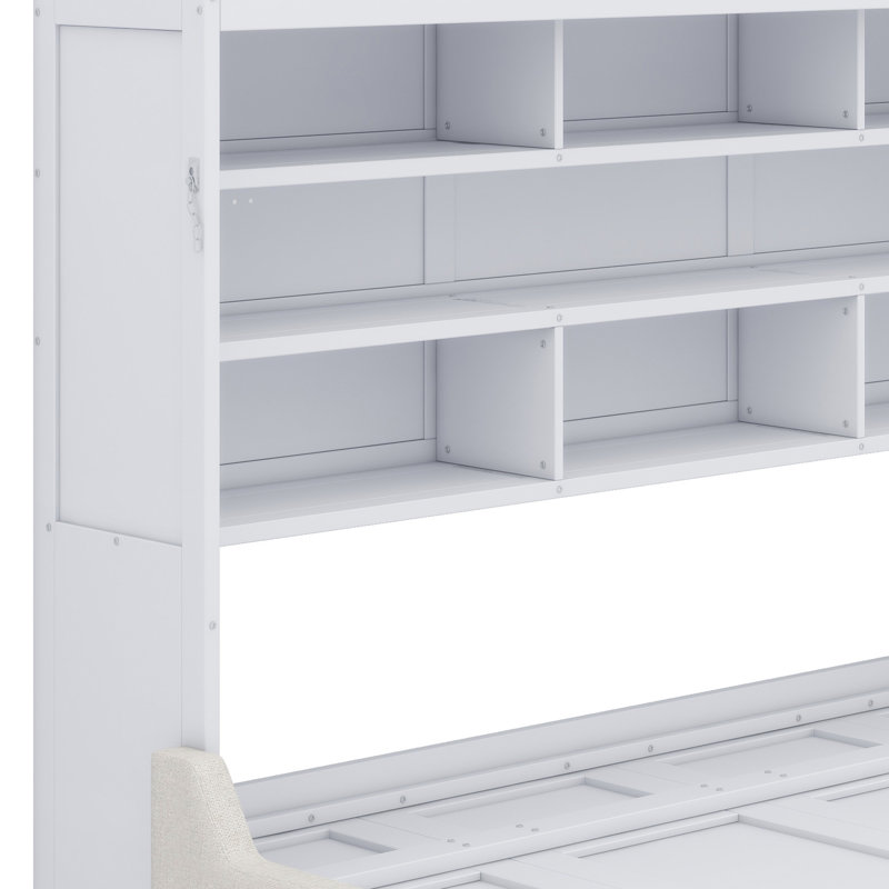 Lit armoire avec canapé escamotable Murphy, tablettes de rangement intégrées et éclairage DEL