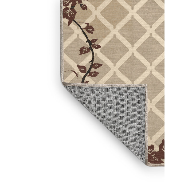 Tapis traditionnel gris délavé à la machine Ortmund Ivy, 6 po de diamètre