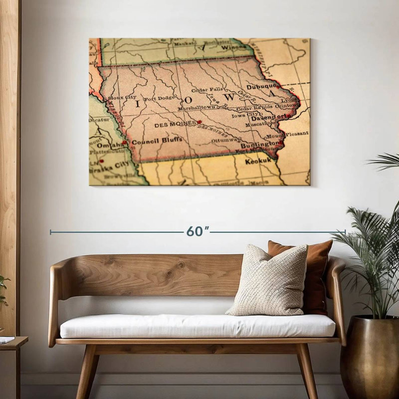 Carte rétro de l'Alaska, Iowa, H 30 po x l 45 po