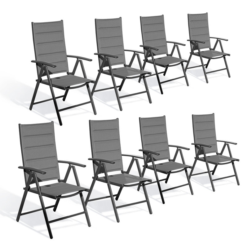 Ensemble de 8 chaises pliantes en tissu mauve, gris