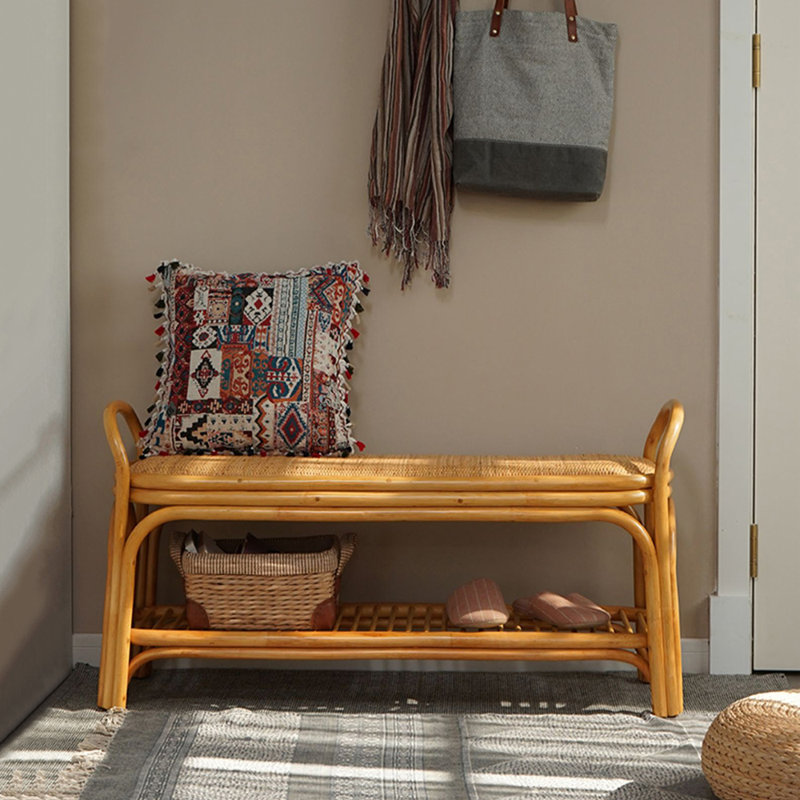 31.5in Rattan Weaving Shoe Bench