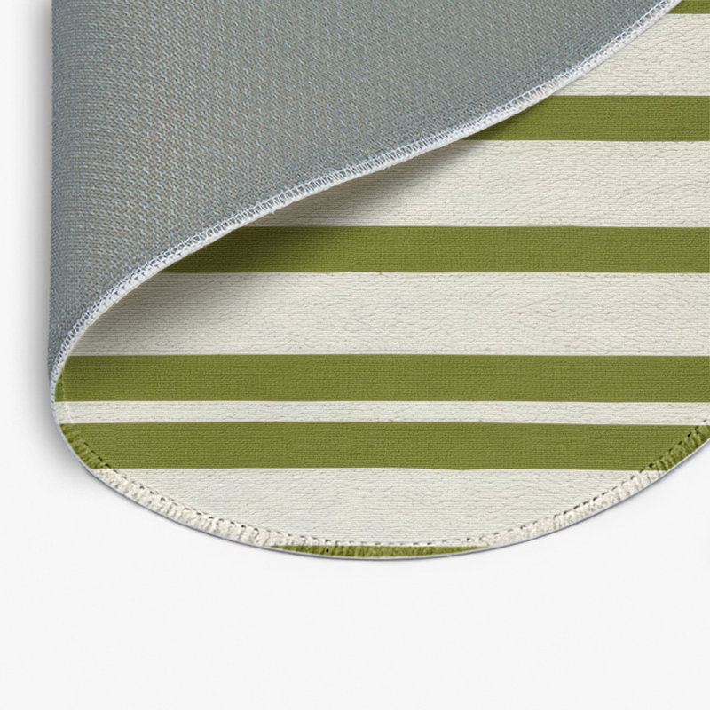 HorizontalStripes Beige Indoor and Outdoor Area Rug, Round 5'
